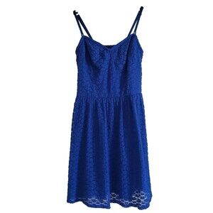Victoria's Secret Blue Lace Mini Dress Size 6 Adjustable Straps Lined